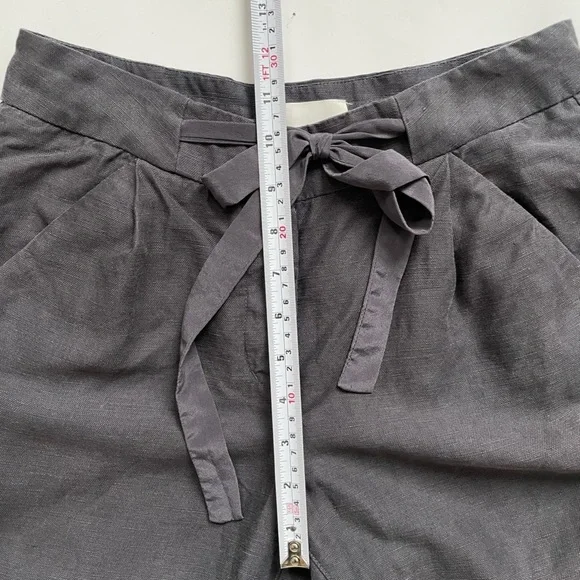 ARITZIA Wilfred Allant Pant Cropped linen pant charcoal grey size 0 tie front - Picture 6 of 9